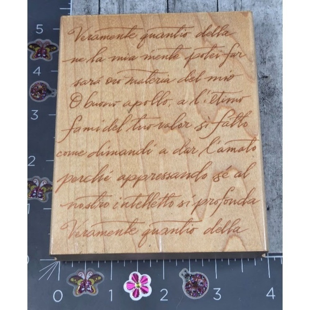 Hero Arts Italian Poetry Background S1832 Script 4X5 Rubber Stamp Wood #G3